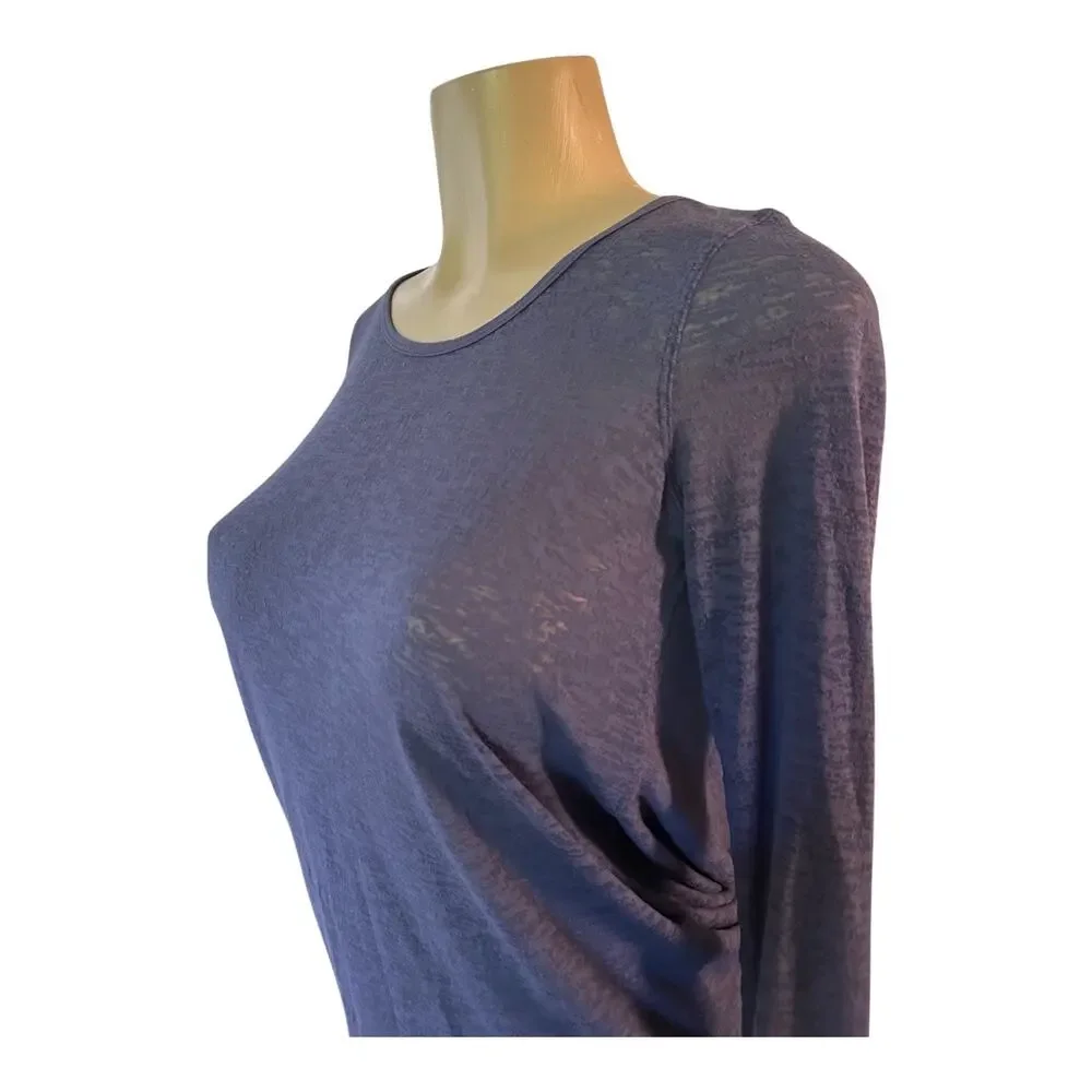 Women 6 Lululemon Long Sleeved Tee T-Shirt Top Blue Cut-Out Back Opening Burnout